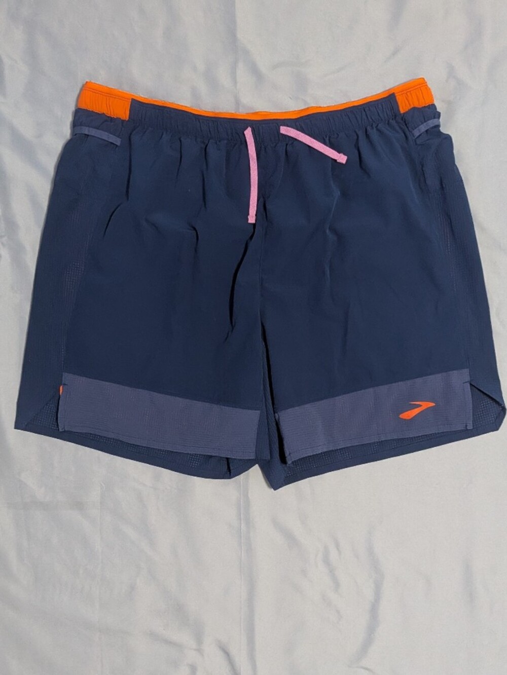 Brooks High Point 7 2-in-1 Running Shorts Mens Blue Orange Trail Style 211454 XL